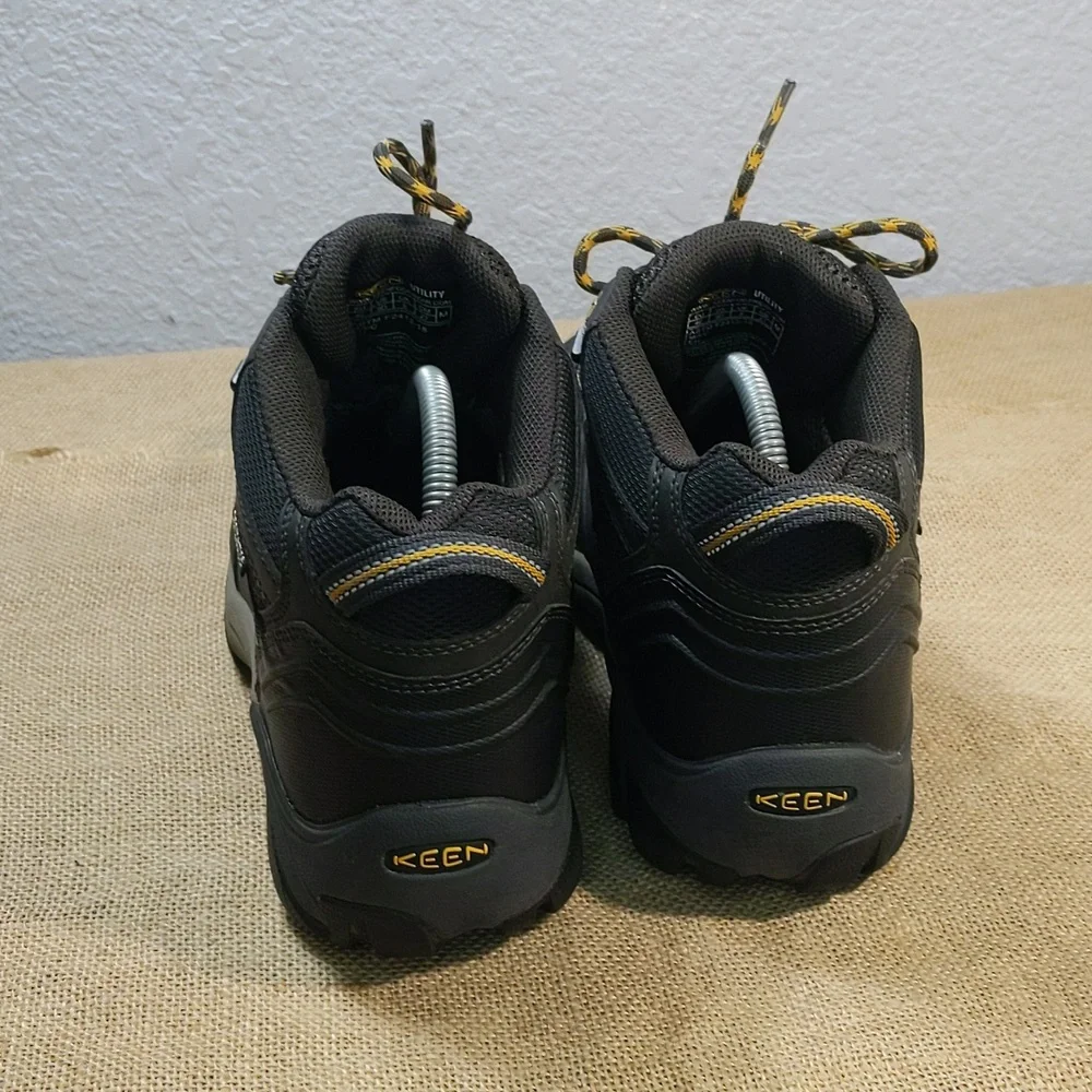 Keen Lansing Mid Waterproof Steel Toe Work Boots Men's Sz 9D, Dark Grey/Yellow - Picture 5 of 8